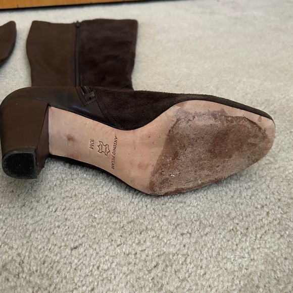 Antonio Melani Leather and Suede Boots Brown Zipper High Heel Women's Size 10 - Picture 8 of 12